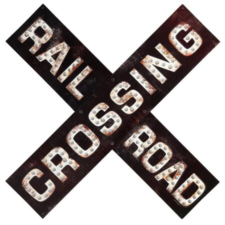Open Road Brands Open Road Brands 90167605-S Railroad Crossing Prismatic Embossed Tin Sign 90167605-S